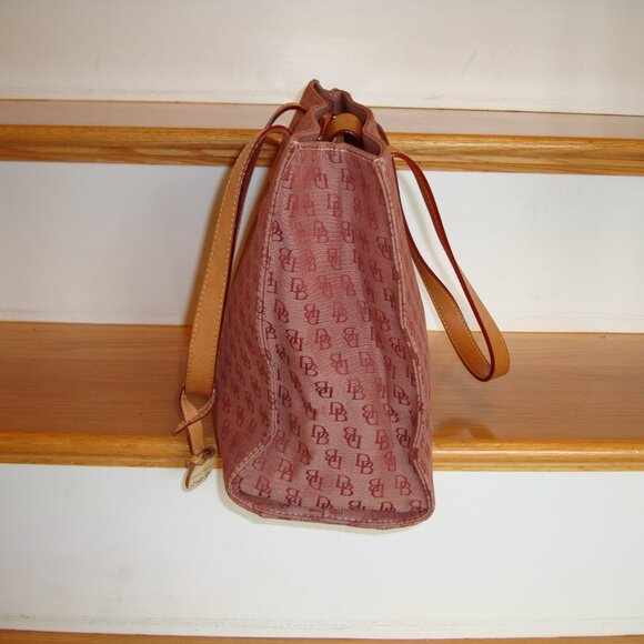 Vintage Dooney & Bourke East/West Tote Reddish Pink w/Leather Straps GOOD CONDIT - Picture 5 of 12